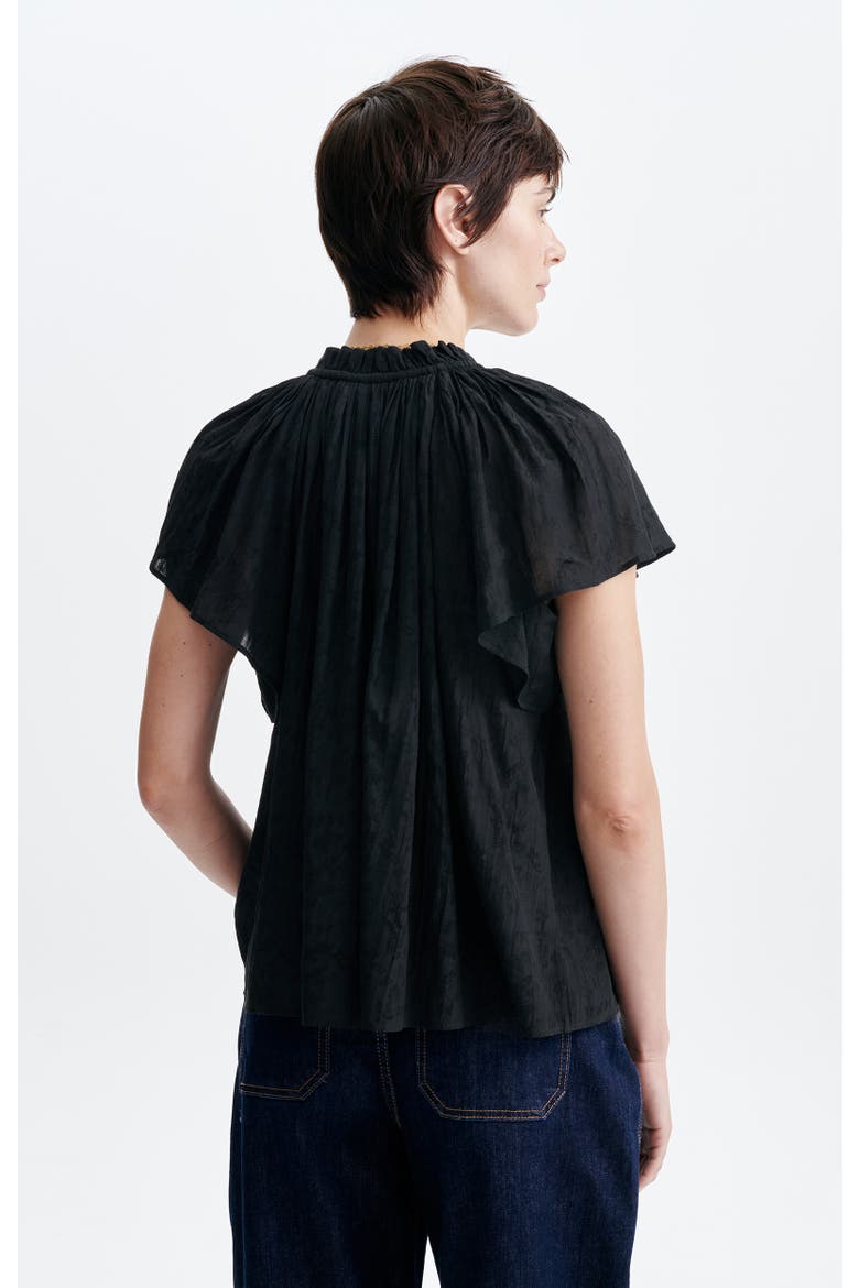 Halisson Gathered Tie-Neck Blouse, Alternate, color, Noir