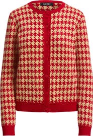 Lauren Ralph Lauren Houndstooth Cotton Blend Cardigan