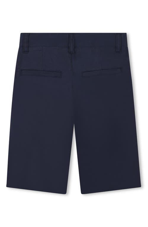 Bosswear Boss Kidswear Kids' Flat Front Stretch Cotton Bermuda Shorts In Navy