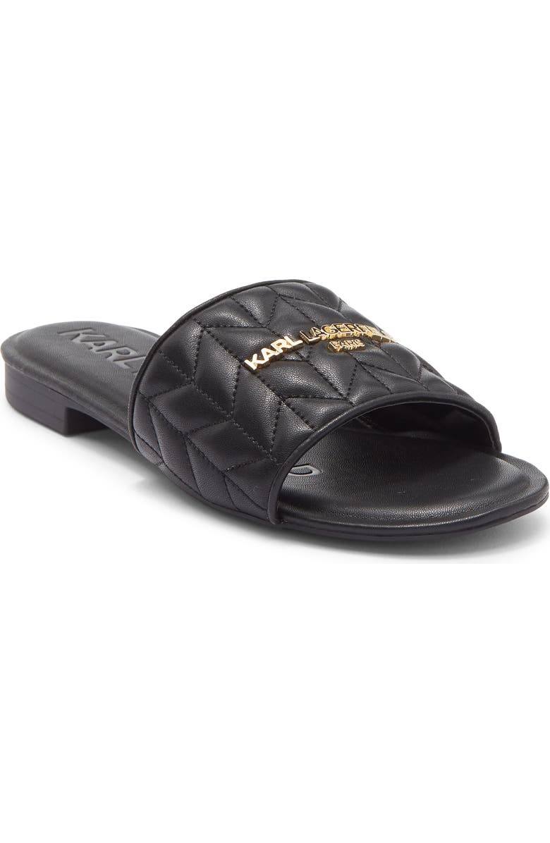 KARL LAGERFELD PARIS Cati Quilted Slide Sandal, Main, color, Black
