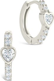 Sterling Forever Heart Bezel Hoop Earrings