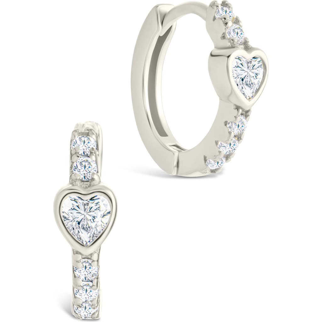 Sterling Forever Heart Bezel Hoop Earrings In Metallic