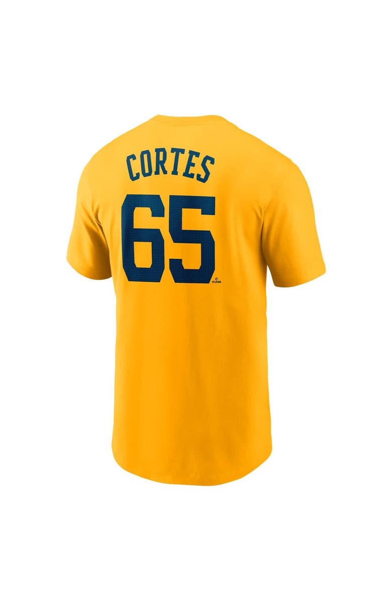Nike Men's Nike Nestor Cortes Gold Milwaukee Brewers Fuse Name & Number T-Shirt, Alternate, color, 