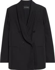 Emporio Armani Relaxed Fit Double Breasted Cupro Blazer