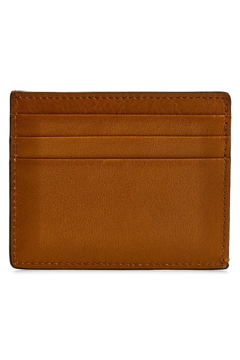 Flat Leather Card Case, Alternate, color, LEATHER-GOLD 82