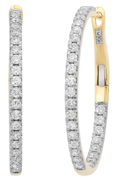 18k Gold Diamond Hoop Earrings