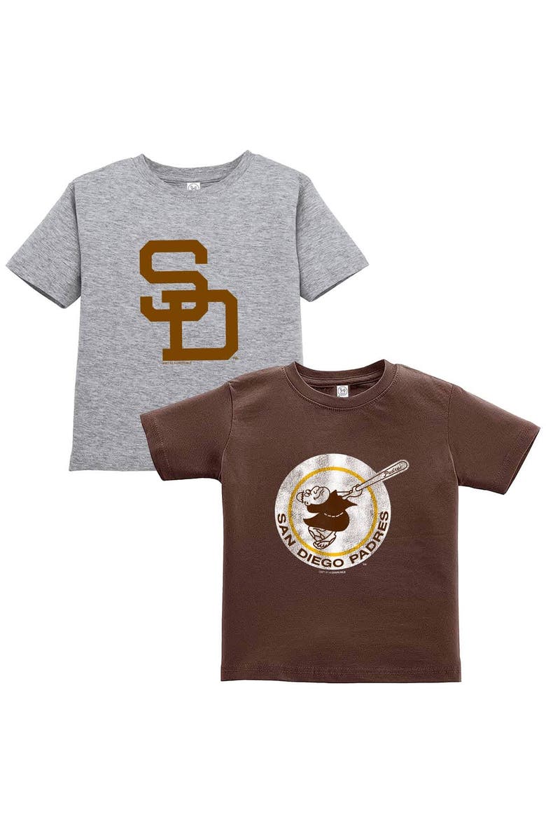 SOFT AS A GRAPE Toddler Soft as a Grape Brown/Gray San Diego Padres Cooperstown Collection Two-Pack T-Shirt Set, Main, color, Brown