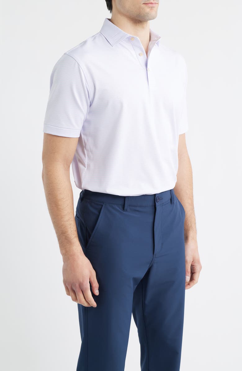 Peter Millar Harrington Performance Jersey Polo, Alternate, color, White / Stream Blue