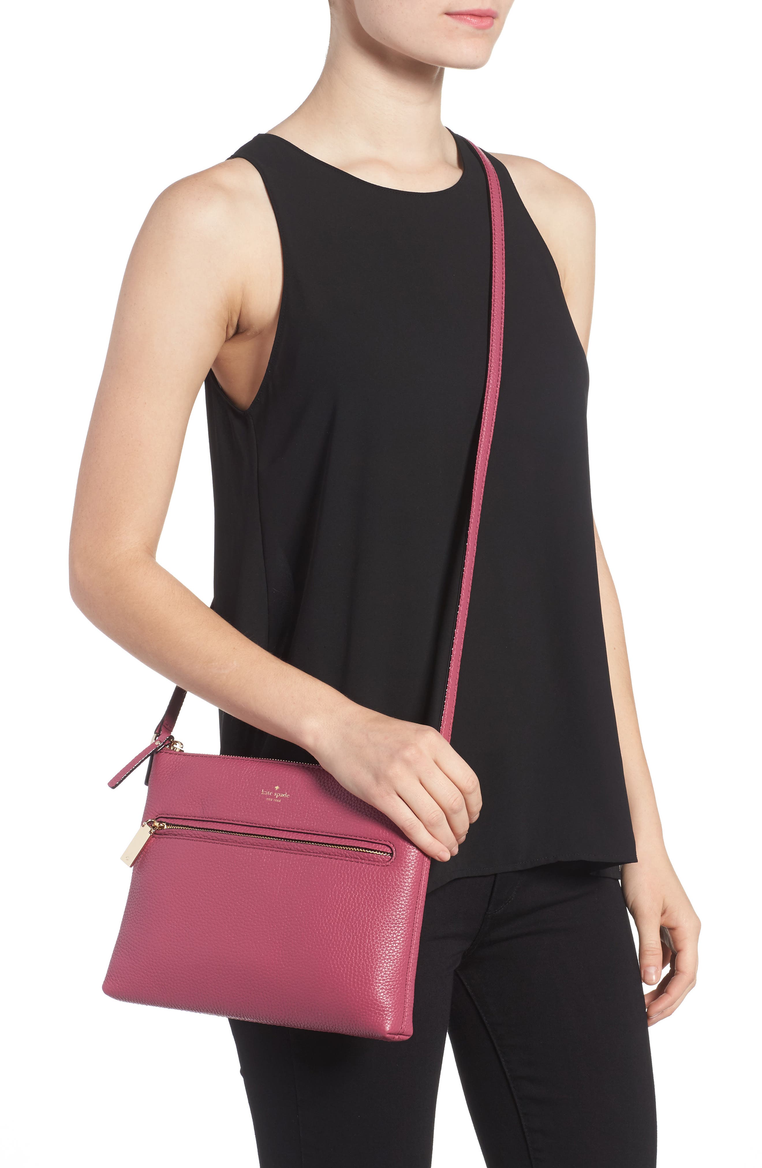 Kate Spade New York hopkins street - gabriele leather crossbody bag, Alternate, color, 