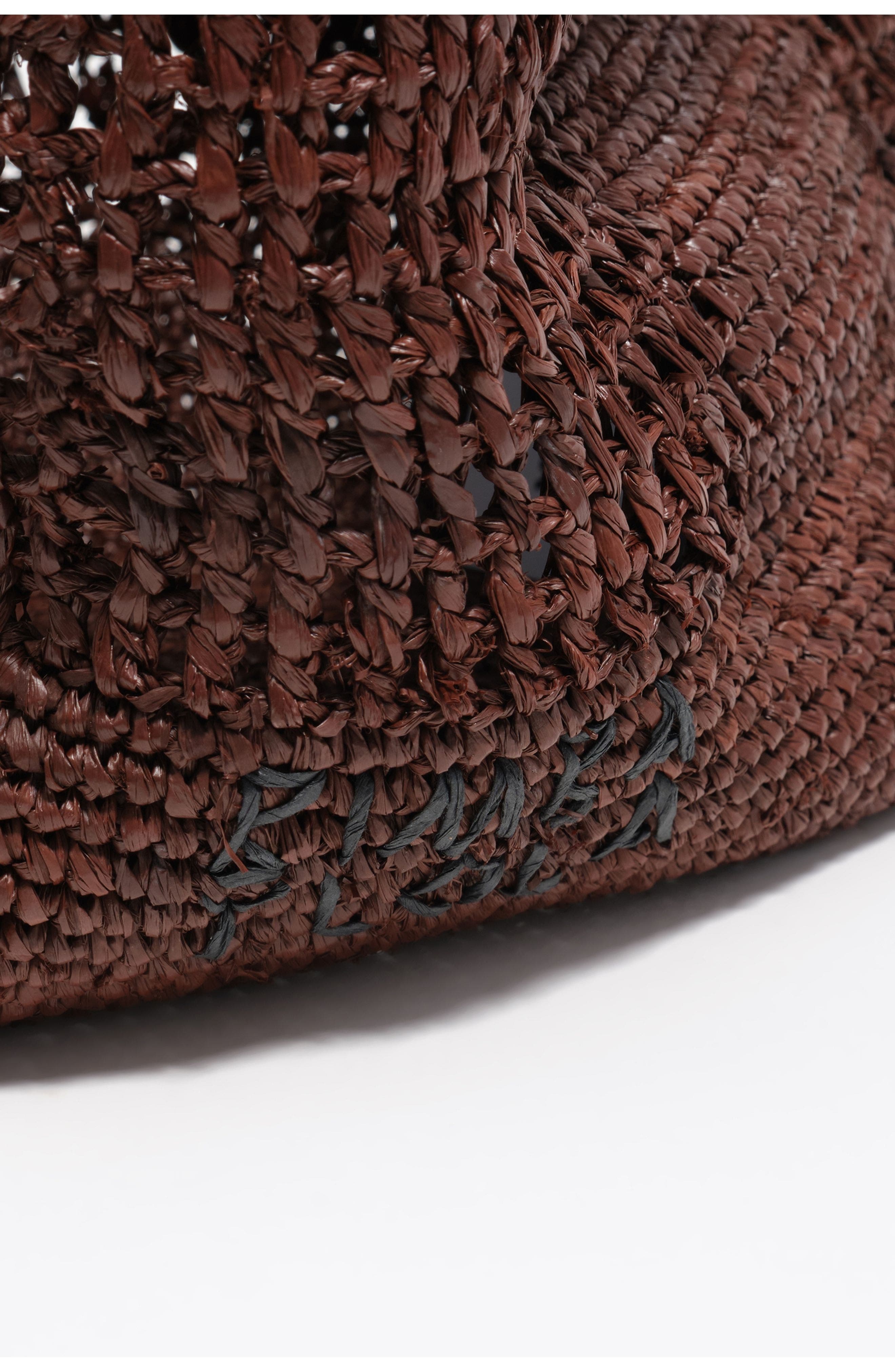 Bimba y Lola Raffia Woven Shoulder Bag, Alternate, color, Nut