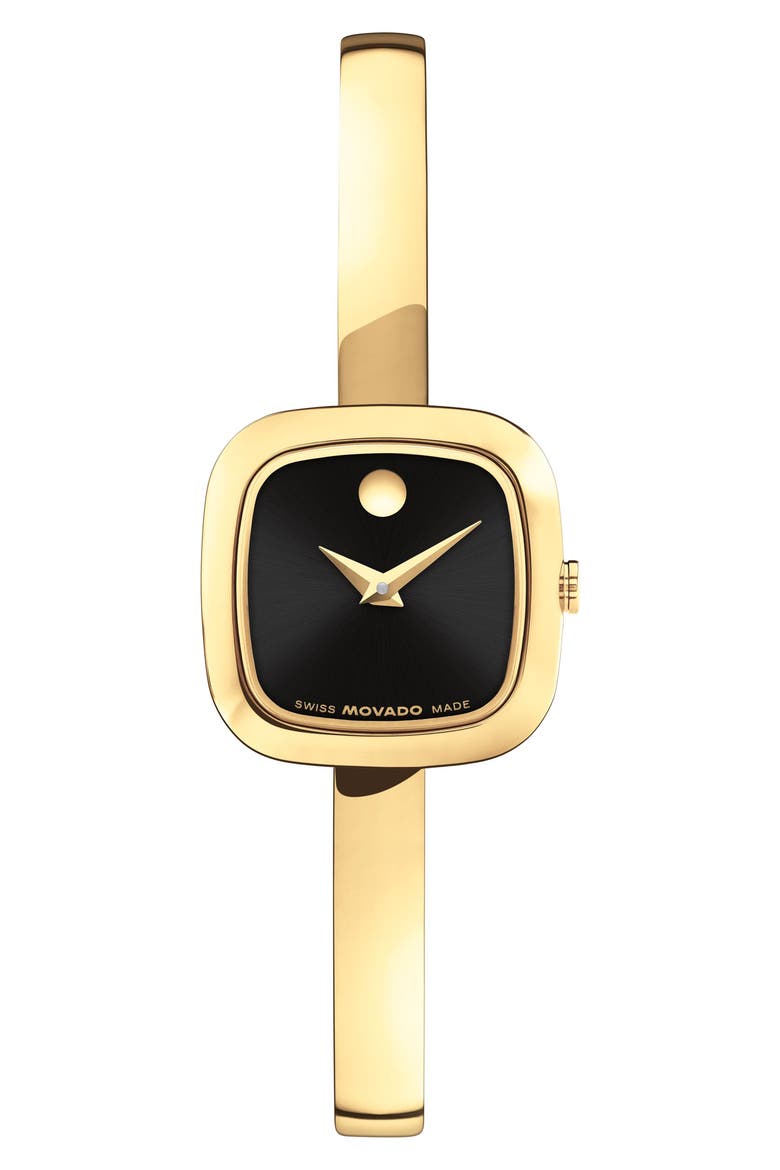 Museum Bangle Cushion Watch, 21mm, Main, color, BLACK