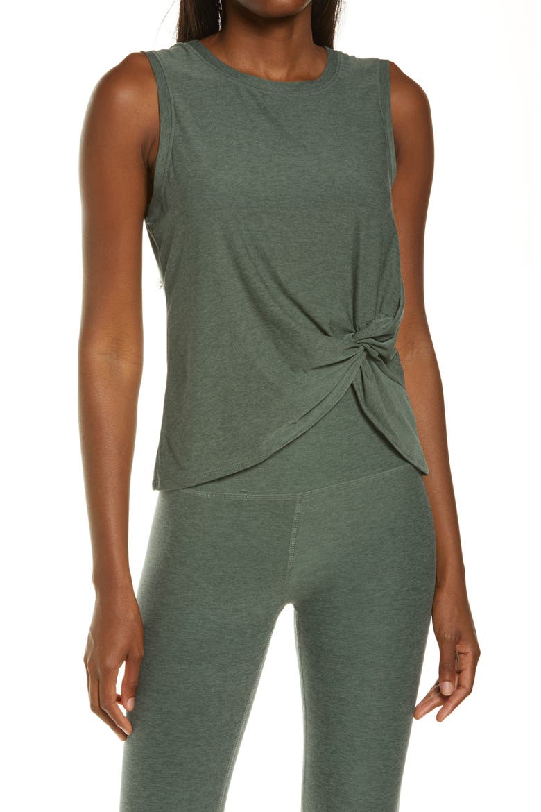 Front Twist Muscle Tank, Main, color, GREEN IVY