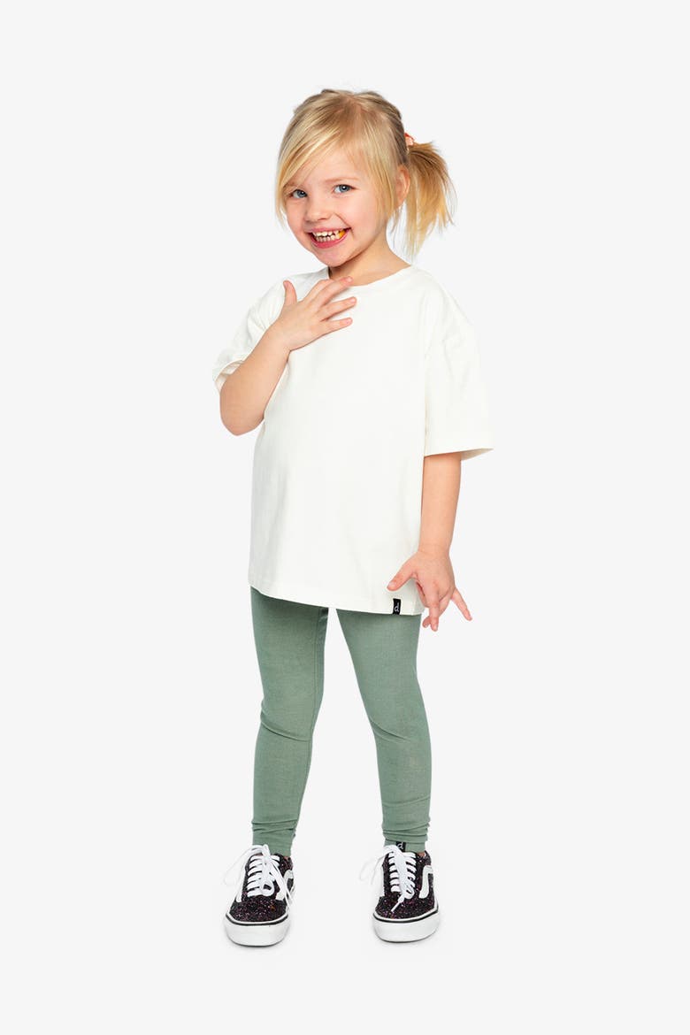 Ribbed Elastic Waist Logo Patch Leggings, Alternate, color, Green Printed Green