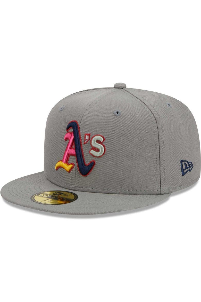Men's New Era Gray Oakland Athletics Color Pack 59FIFTY Fitted Hat, Alternate, color, Gray