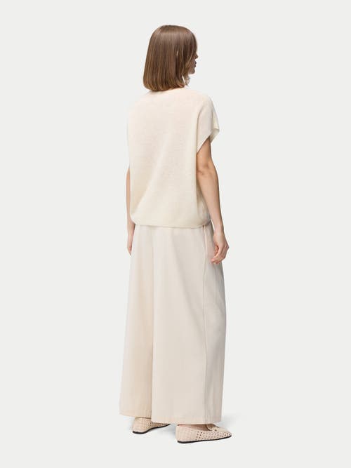 Gobi Mongolian Cashmere Batwing Short-sleeved Cashmere Top In Off White