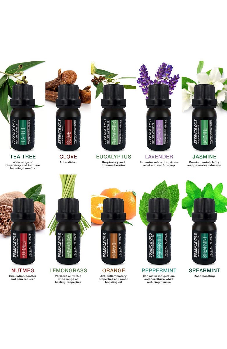 PURE DAILY CARE 300ml Ultrasonic Diffuser & 10 Pure Essential Oils, Alternate, color, 