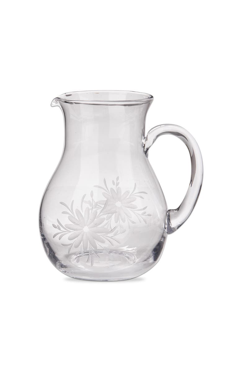 tag Fleur Etched Glass Pitcher - Elegant Beverage Server, Main, color, Clear