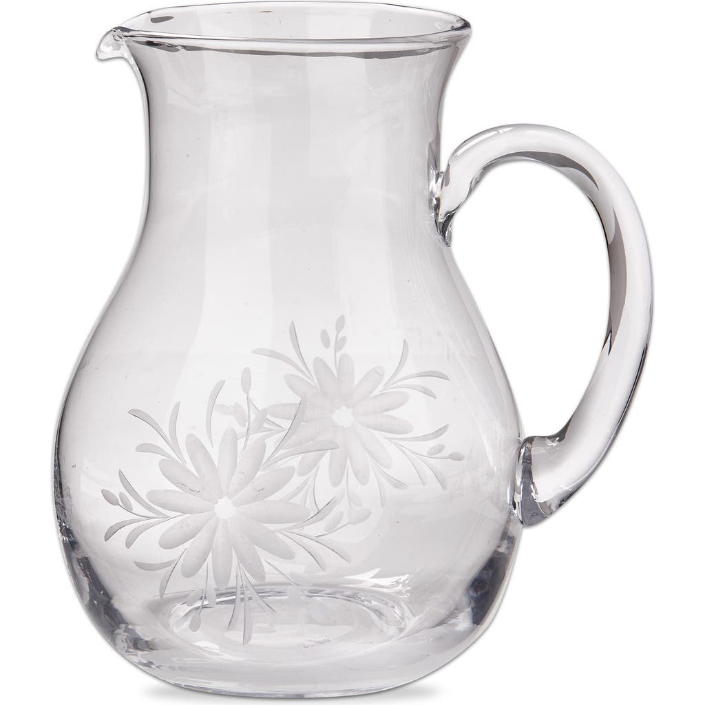 Tag Fleur Etched Glass Pitcher In Transparent