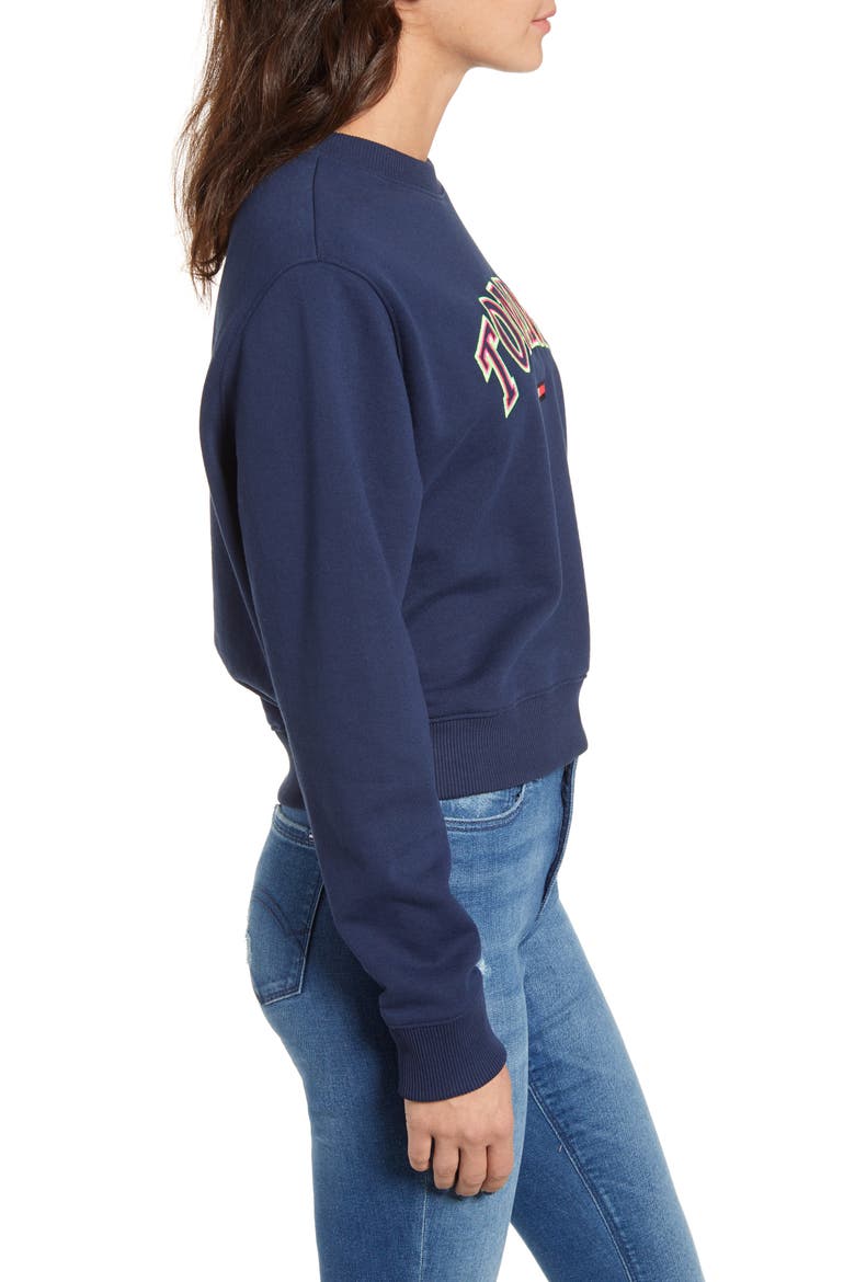 Neon Collegiate Cotton Blend Sweatshirt, Alternate, color, SKY CAPTAIN