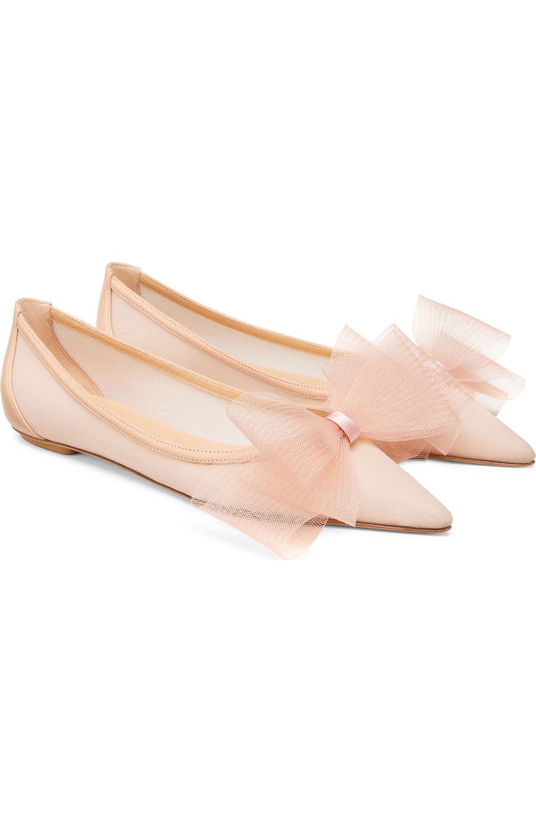 Stuart Weitzman Blushing Bow Pointed Toe Flat, Main, color, Ginger