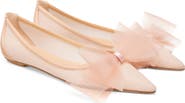 Stuart Weitzman Blushing Bow Pointed Toe Flat