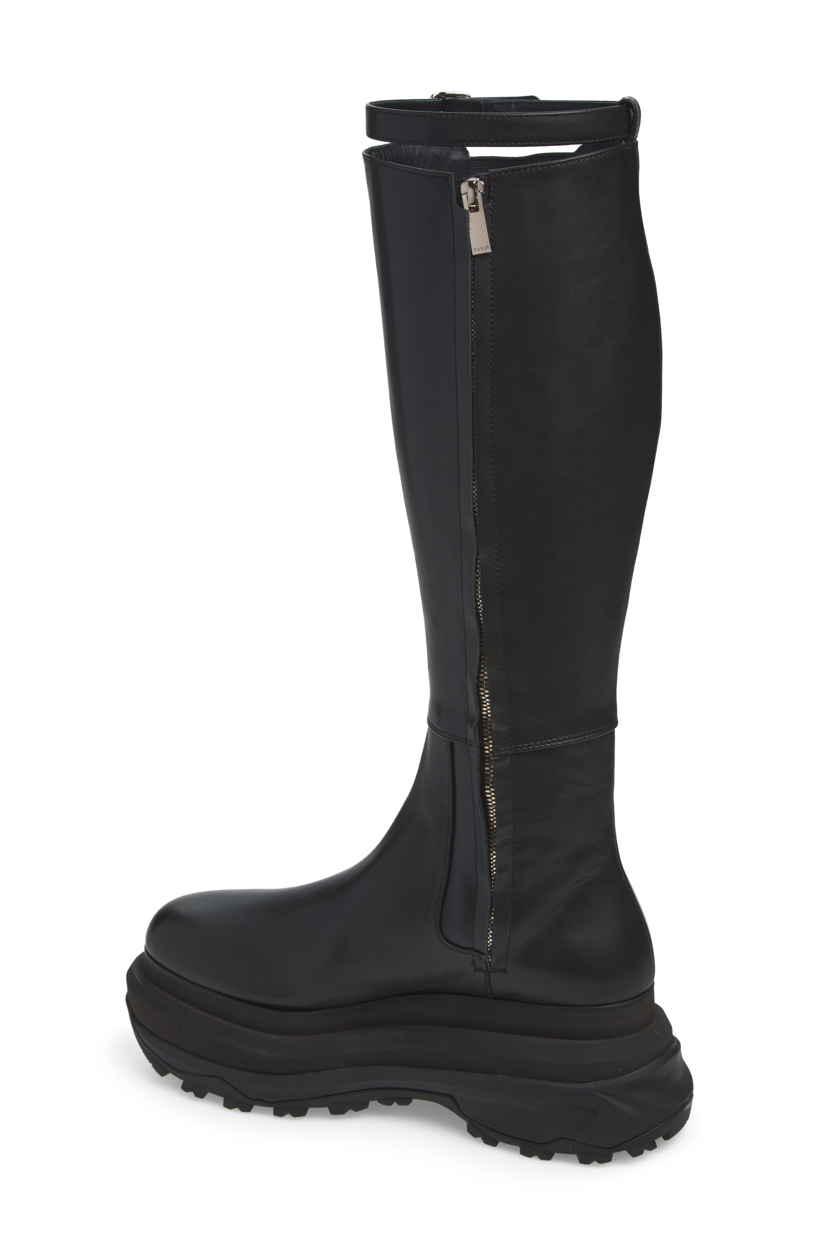 Belt Shaft Tall Boot, Alternate, color, BLACK