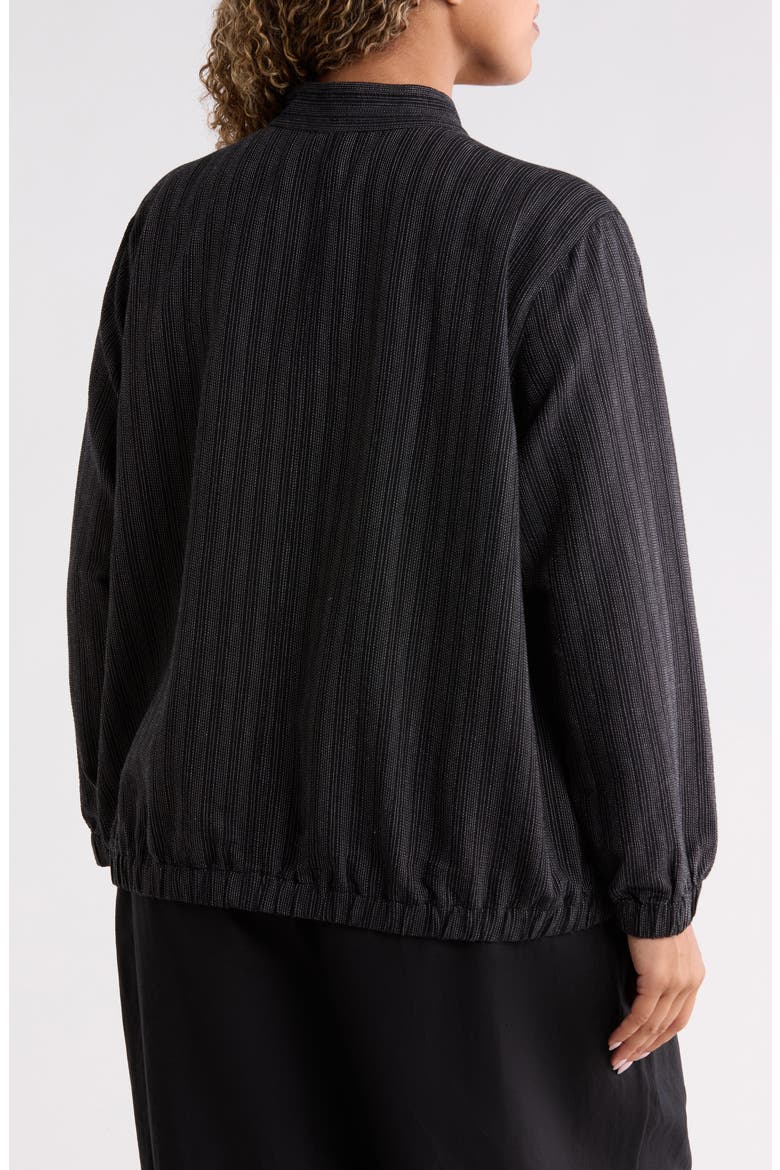 Pinstriped Stand Collar Jacket, Alternate, color, BLACK/ WHITE