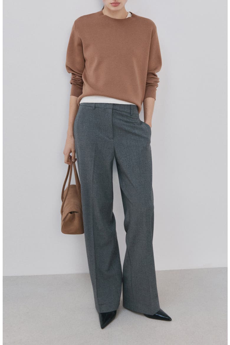 Fine Knit Crewneck Sweater, Alternate, color, MEDIUM BROWN
