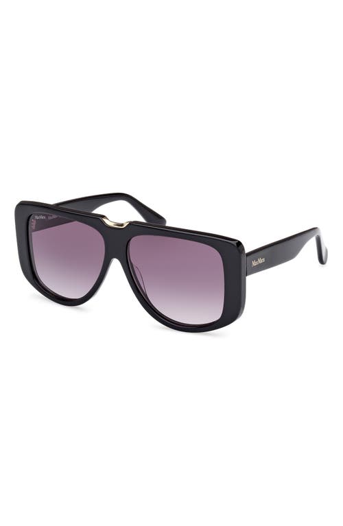 Max Mara Spark 57mm Polarized Shield Sunglasses In Black