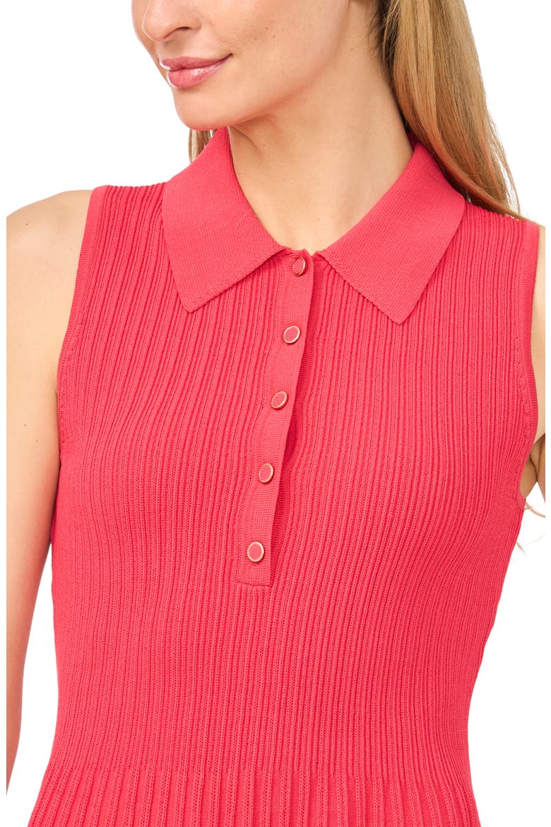 Molly Sleeveless Rib Polo Minidress, Alternate, color, RED KISS
