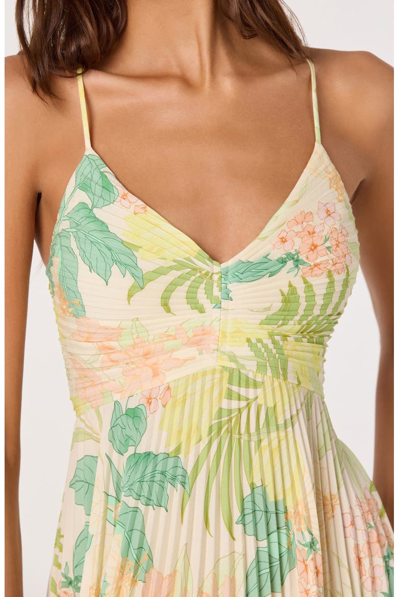 Blythe Pleated Maxi Dress, Alternate, color, GREEN PEACH TROPICAL