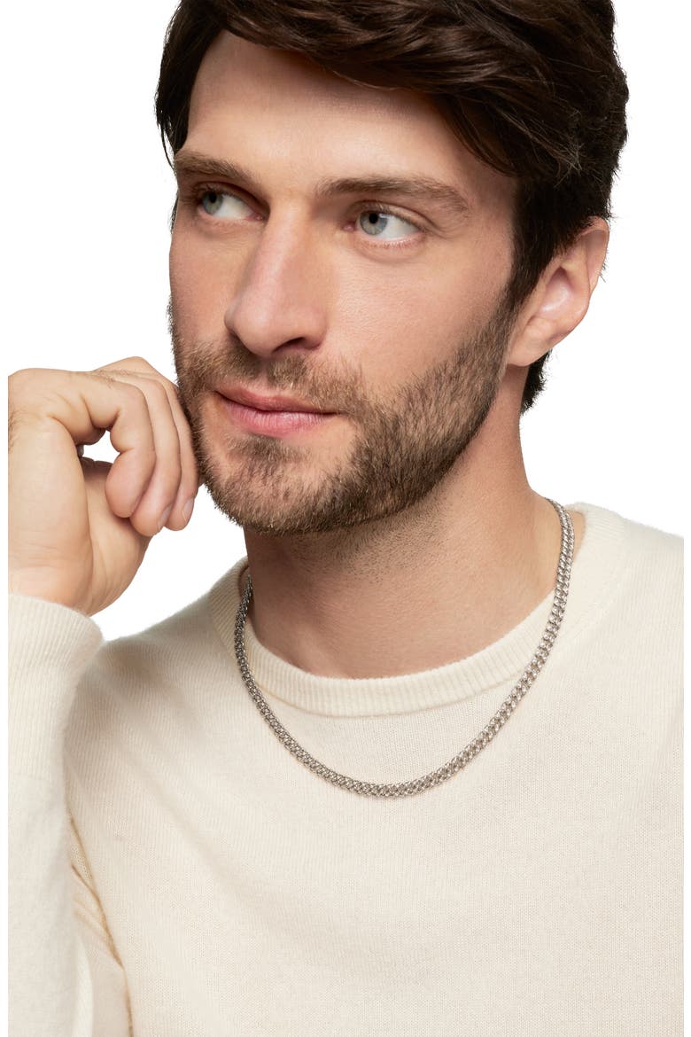 6mm Men's Pavé Diamond Curb Chain Necklace, Alternate, color, STERLING SILVER/ DIAMOND