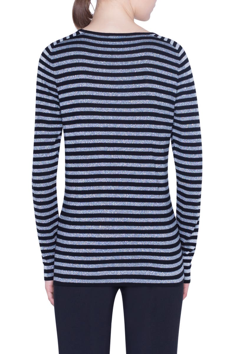 Akris punto Metallic Stripe Wool Blend Sweater, Alternate, color,