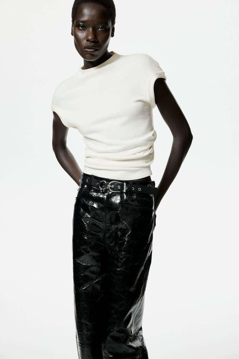 Draped Fine-knit Top, Alternate, color, White