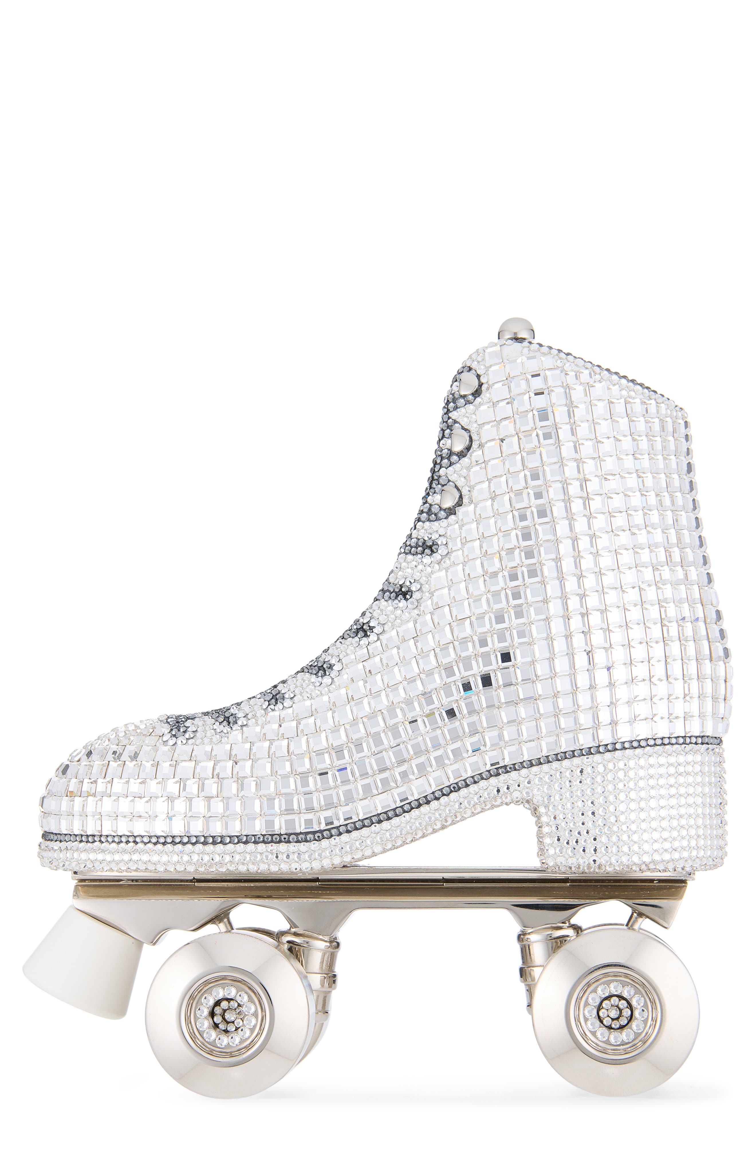 Roller Skate Crystal Clutch, Main, color, SILVER RHINE MULTI
