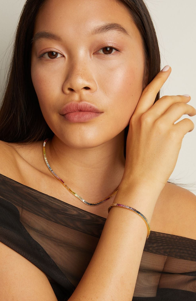 Aurate New York Rainbow Baguette Tennis Necklace, Alternate, color, Ombré Rainbow