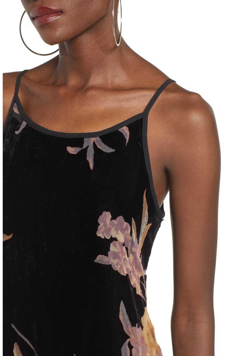 Mallorey Floral Print Velvet Dress, Alternate, color, BLACK/ MAUVE