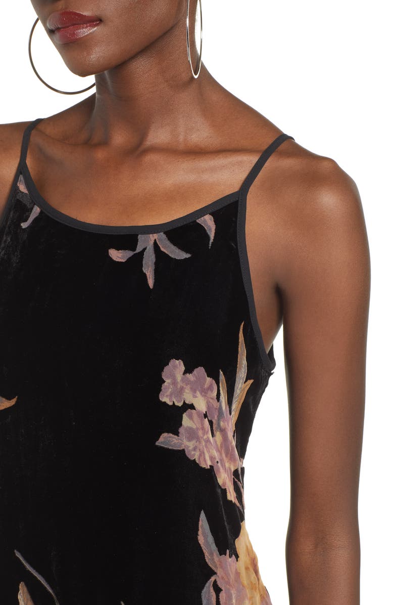Band of Gypsies Mallorey Floral Print Velvet Dress, Alternate, color,