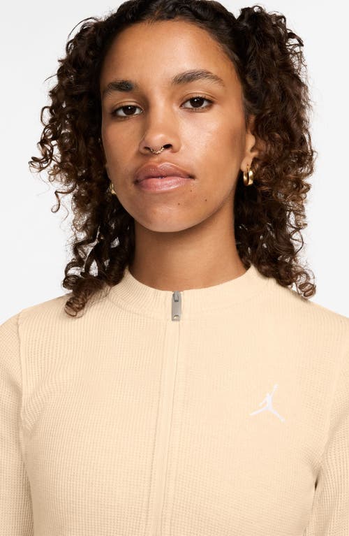 Shop Jordan Waffle Texture Long Sleeve Half Zip Top In Guava Ice/white