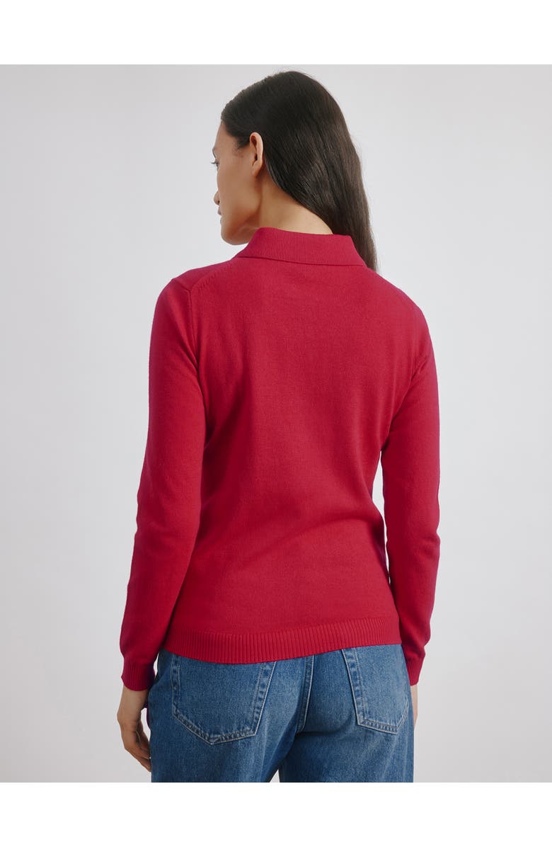 Albaray Button Through Polo Top, Alternate, color, Red