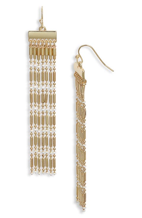 Enamel Dot Ball Chain Fringe Earrings