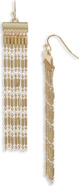 Nordstrom Enamel Dot Ball Chain Fringe Earrings