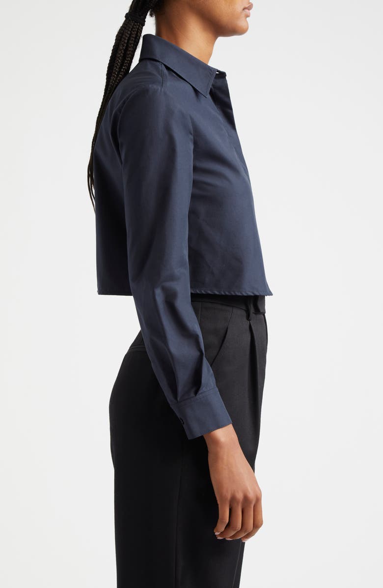 Emporio Armani Crop Poplin Button-Up Shirt, Alternate, color, Solid Dark Blue