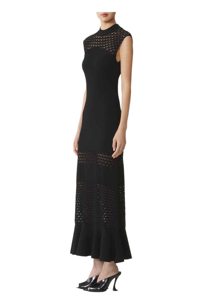 Lace Detail Dress In Viscose, Alternate, color, Black