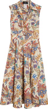 Etro Floral Print Cotton Poplin Shirtdress