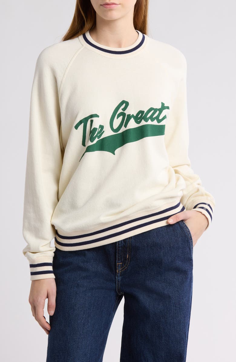 THE GREAT. The Varsity College Cotton Sweatshirt, Main, color,