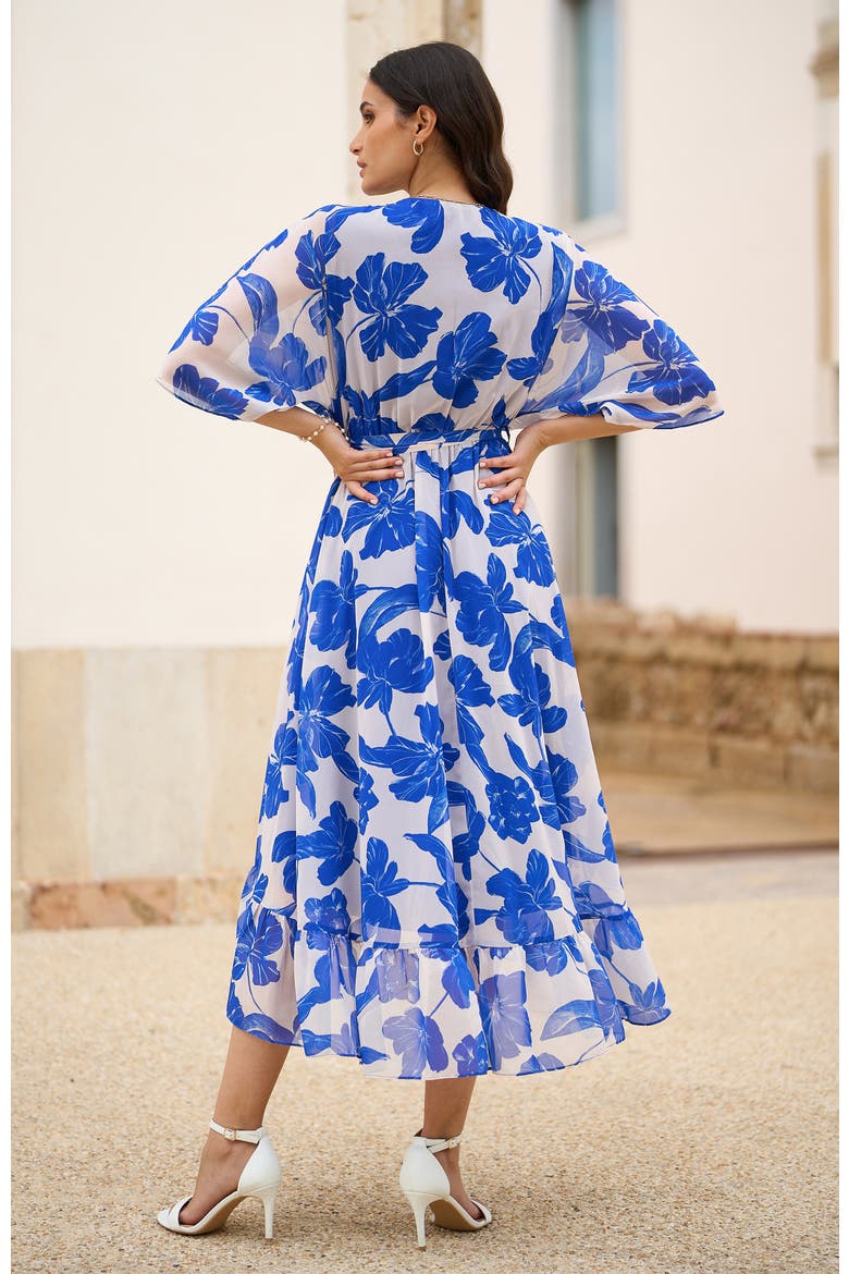 Midi Dip Hem Wrap Dress, Alternate, color, Blue