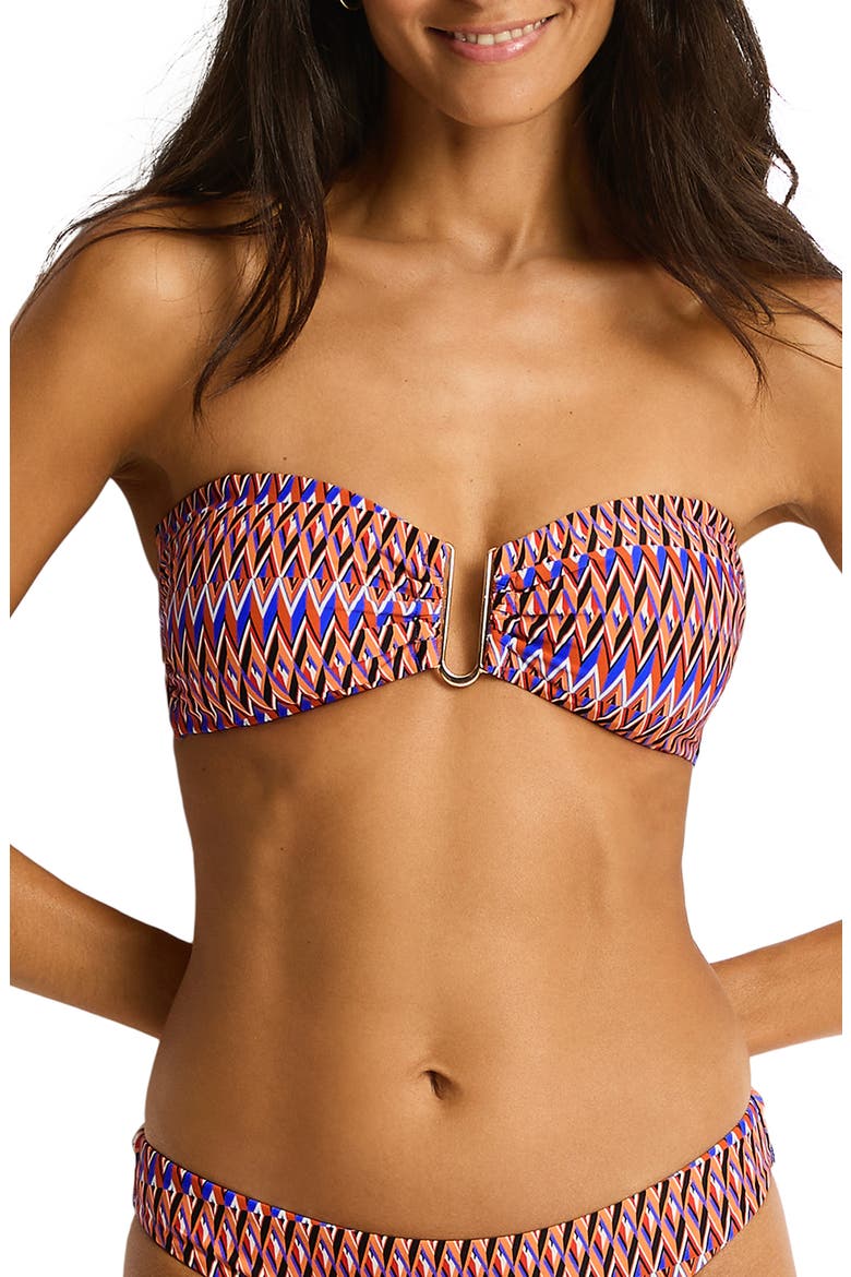 U Bar Bandeau Bikini Top, Main, color, BLUE MULTI