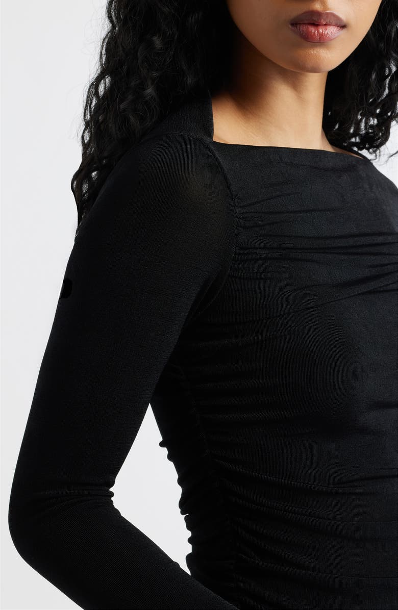 Reformation Berlin Ruched Knit Top, Alternate, color, Black