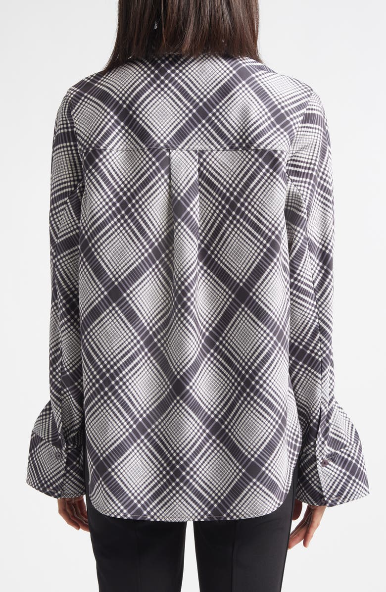 Derek Lam 10 Crosby Wesley Lattice Print Button-Up Shirt, Alternate, color, Black/ Shark/ Ecru